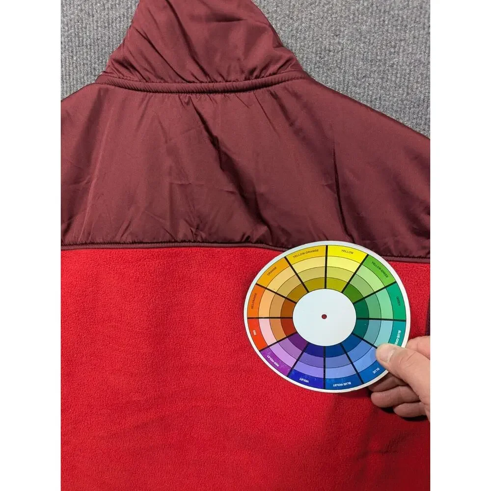 Lands End Fleece Vest Mens Medium 38-40 Full Zip Layer Pockets Maroon Red Hiking